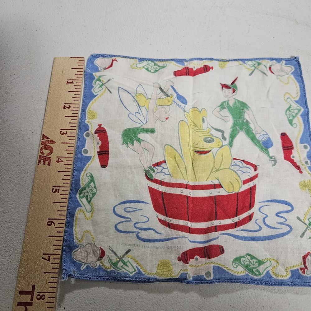 Vintage Child's Hanky Peter Pan Pluto Disney Handkerchief - Picture 6 of 6